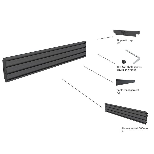 M Pro Series - Single Screen Rail 100cm Black