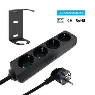 Cavus CHU04 + Tafelcontactdoos 4-voudig Randaarde 300cm (Zwart)