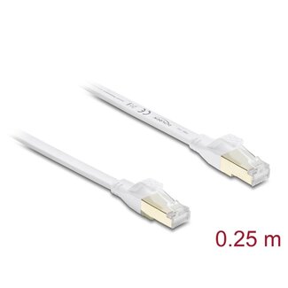 DeLOCK Delock RJ45 Flat Patch Cable Cat.8.1 U/FTP up to 40 Gbps 0.25 m white