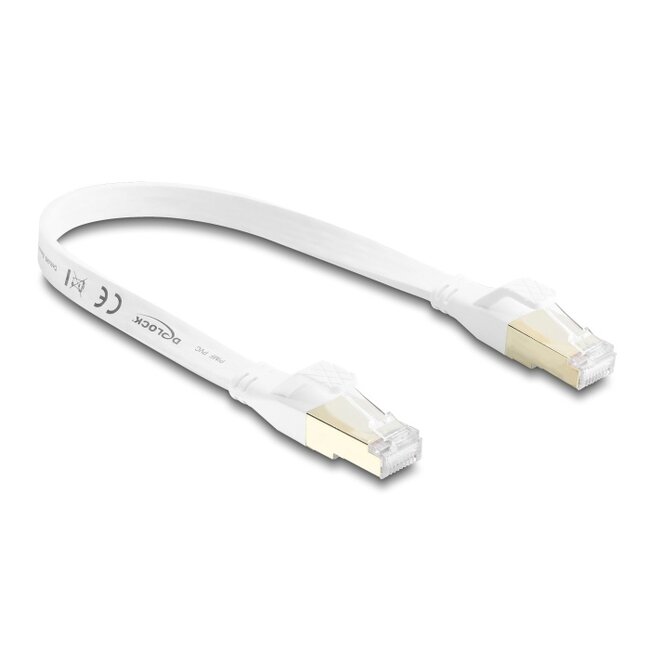 Delock RJ45 Flat Patch Cable Cat.8.1 U/FTP up to 40 Gbps 0.25 m white