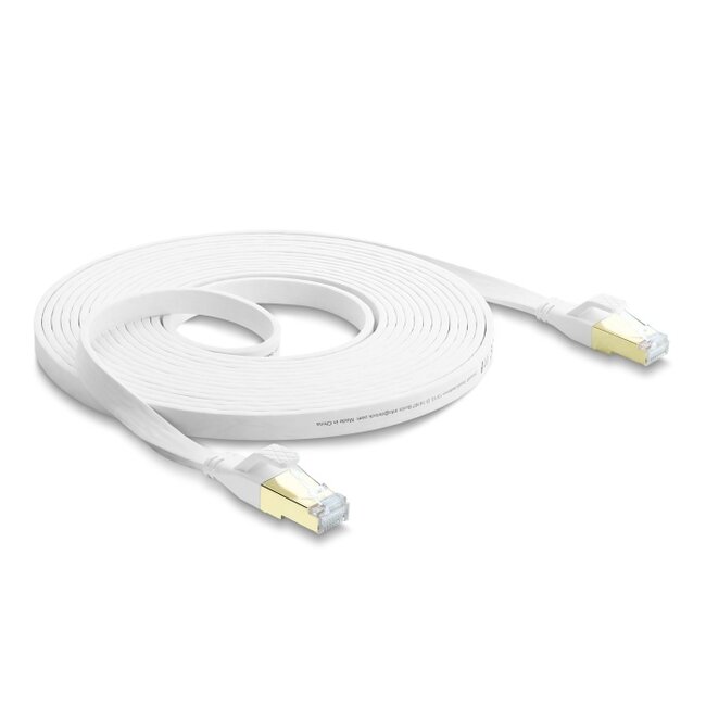 Delock RJ45 Flat Patch Cable Cat.8.1 U/FTP up to 40 Gbps 5 m white
