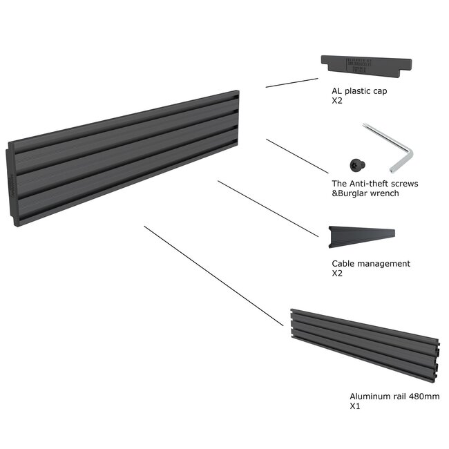 M Pro Series - Single Screen Rail 48cm Black