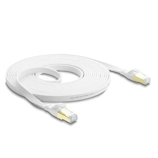 Delock RJ45 Flat Patch Cable Cat.8.1 U/FTP up to 40 Gbps 10 m white