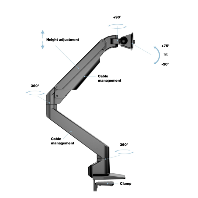 M Gas Lift Arm Samsung G9 Single Black