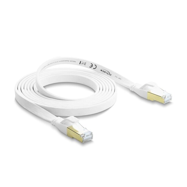 Delock RJ45 Flat Patch Cable Cat.8.1 U/FTP up to 40 Gbps 2 m white