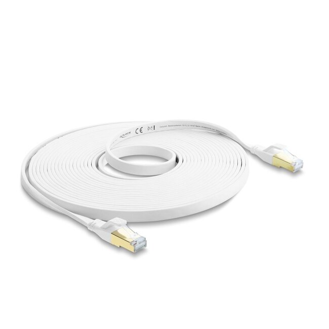 Delock RJ45 Flat Patch Cable Cat.8.1 U/FTP up to 40 Gbps 7.5 m white