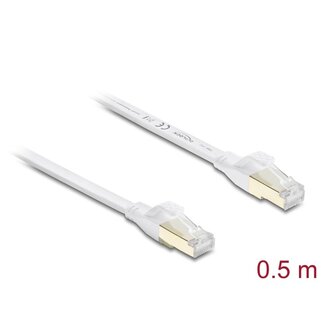DeLOCK Delock RJ45 Flat Patch Cable Cat.8.1 U/FTP up to 40 Gbps 0.5 m white