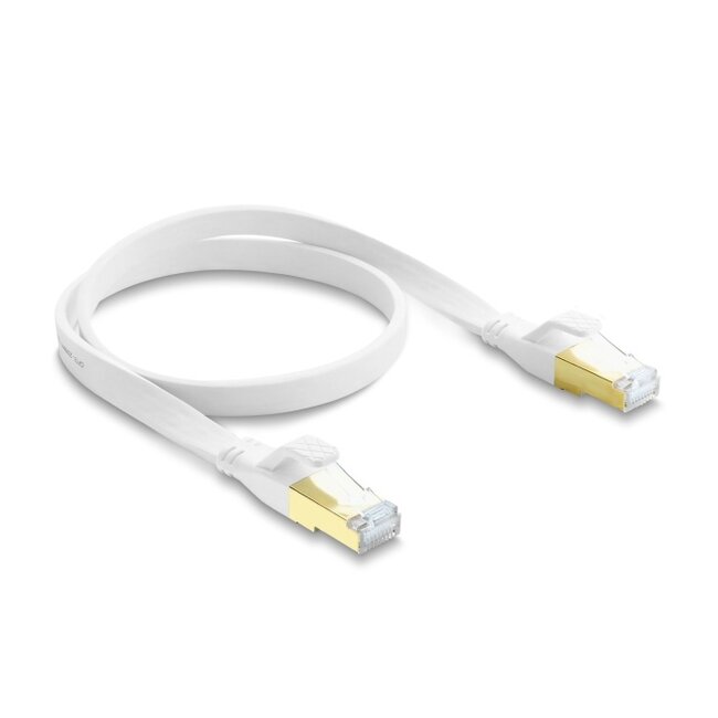 Delock RJ45 Flat Patch Cable Cat.8.1 U/FTP up to 40 Gbps 0.5 m white