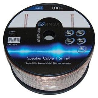 Sinox Prem Luidsprekerkabel 2x1,5 [transparant] per 100 mtr.