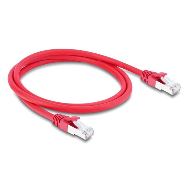 Delock RJ45 Network Cable Cat.6A S/FTP 1 m red