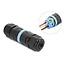 Delock Cable Connector with clamp connection 3 pin, IP68 waterproof, cable diameter 5 - 9 mm, incl. seals for 9 - 12 mm, tool-free black