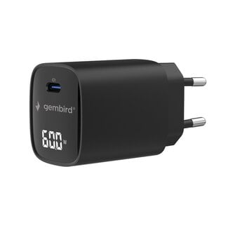 Gembird 60 W USB Type-C snellader, LCD, zwart