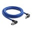 Delock M12 Cable X-coded 8 pin male angled downwards to RJ45 plug angled upwards S/FTP shielded 2 m blue