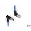 Delock M12 Cable X-coded 8 pin male angled downwards to RJ45 plug angled upwards S/FTP shielded 1 m blue