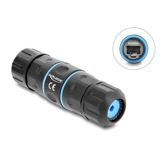 DeLOCK Delock Cable Connector RJ45 jack to RJ45 jack Cat.6A with M20 x 1.5 mm thread, short design, IP68 dust and waterproof