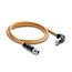 Delock M12 Cable X-coded 8 pin male straight to RJ45 plug angled upwards S/FTP shielded 1 m orange