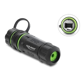 DeLOCK Delock Cable Connector RJ12 jack to RJ12 jack with M20 x 1.5 mm thread with protective cap and housing IP68 dust and waterproof