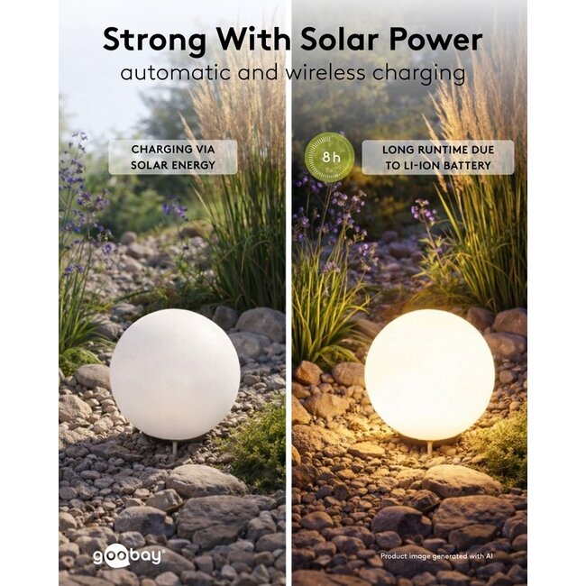 Goobay LED Solar Decorative Light Globe, 35 cm, Size XL, RGBW