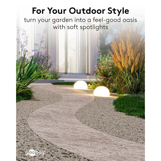 Goobay Set of 2 LED Solar Decorative Light Stone, 24 cm, Size M, RGBW