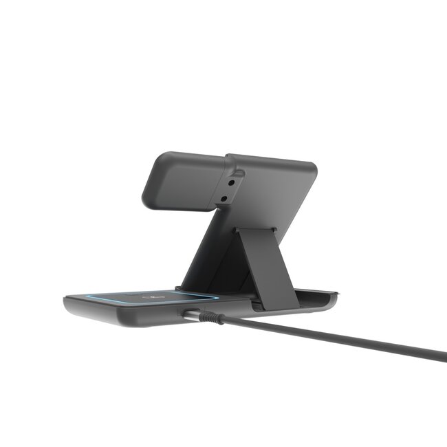 Draadloze 3-in-1 laadstandaard voor telefoon, TWS en Samsung Watch, 18 W, zwart