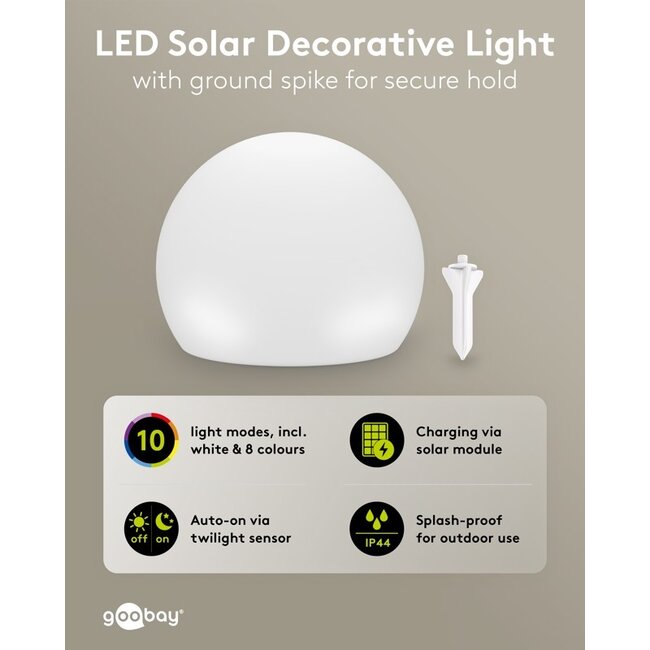 Goobay Set of 2 LED Solar Decorative Light Globe, 20 cm, Size M, RGBW