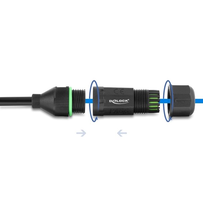 Delock Cable RJ45 jack to open wire ends for installation Cat.6 with M16.8 x 1.5 mm thread and housing 50 cm black