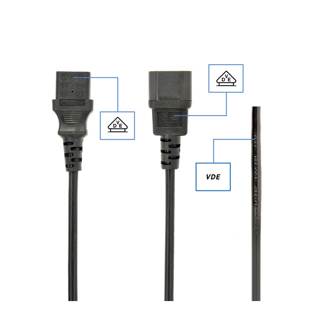Netsnoer (C13 naar C14), 0,75 mmÂ², 10 A, 1,8 m
