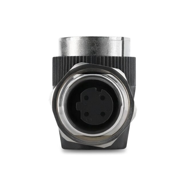 Delock M12 Adapter D-coded 4 pin female to RJ45 jack for built-in round 90° angled