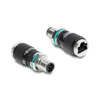 DeLOCK Delock M12 Adapter D-coded 4 pin male to RJ45 jack for built-in round straight