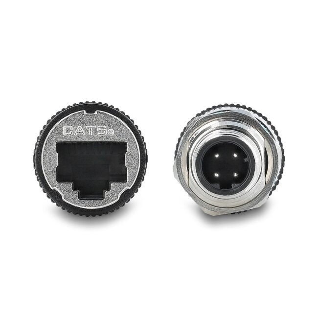 Delock M12 Adapter D-coded 4 pin male to RJ45 jack for built-in round straight