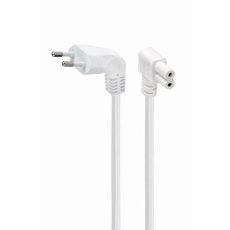 Cablexpert Netsnoer (C7), haakse connectoren, 0,75 mmÂ², 2,5 A, 2,5 m, wit