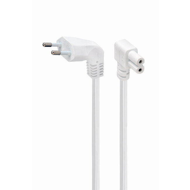 Netsnoer (C7), haakse connectoren, 0,75 mmÂ², 2,5 A, 2,5 m, wit