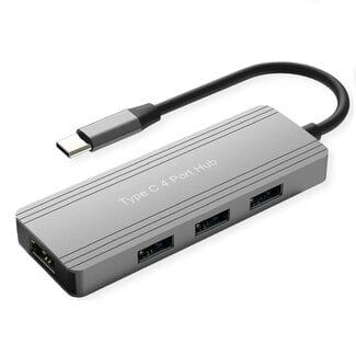 Value USB hub (USB-C) | 4x USB-A | USB3.0 5 Gbps | aluminium | 0,10 meter