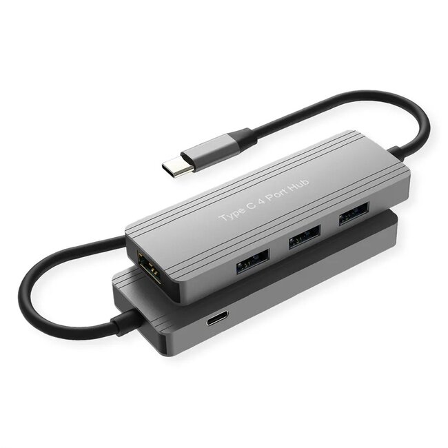 USB hub (USB-C) | 4x USB-A | USB3.0 5 Gbps | aluminium | 0,10 meter
