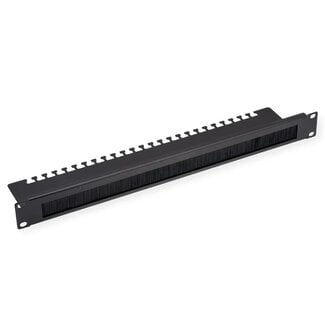 Value 19 inch doorvoerpaneel met borstel en kabelgeleiding | 10 cm diep | 1U | zwart