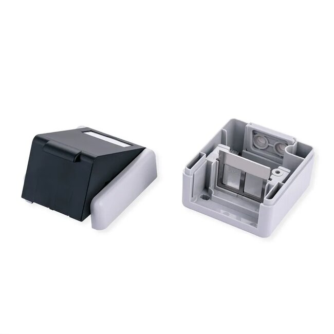 Wandcontactdoos | voor 2 Keystone modules | outdoor (IP44) | zwart/grijs