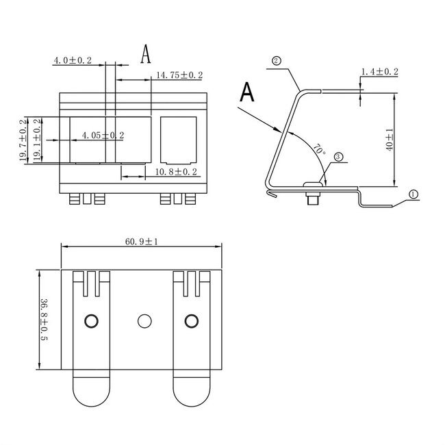 DIN-rail adapter | voor 3 Keystone module | RVS