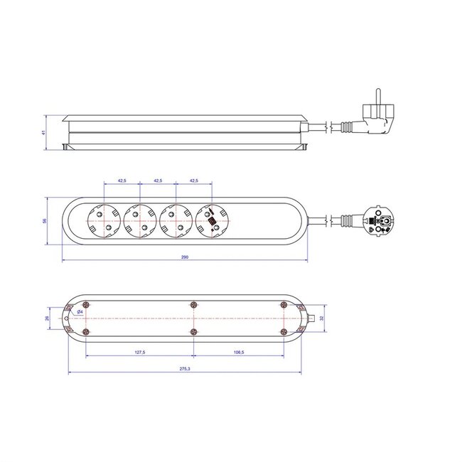Bachmann Smart stekkerdoos zonder kabel | 4 contacten | wit