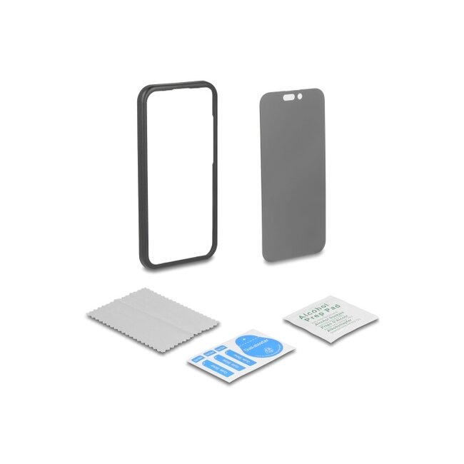 Delock Screen Protector Privacy Glass for iPhone 16 Pro / Tempered-Glass Anti Spy 2 Ways privacy protection with easy installation tool