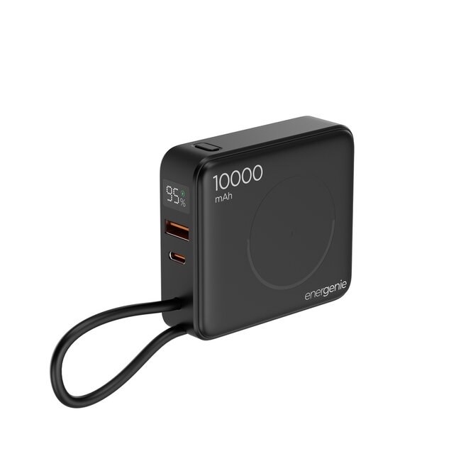 20 W Fast charging power bank with wireless charger, 10000 mAh, black