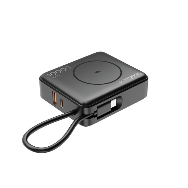 20 W Fast charging power bank with wireless charger, 10000 mAh, black