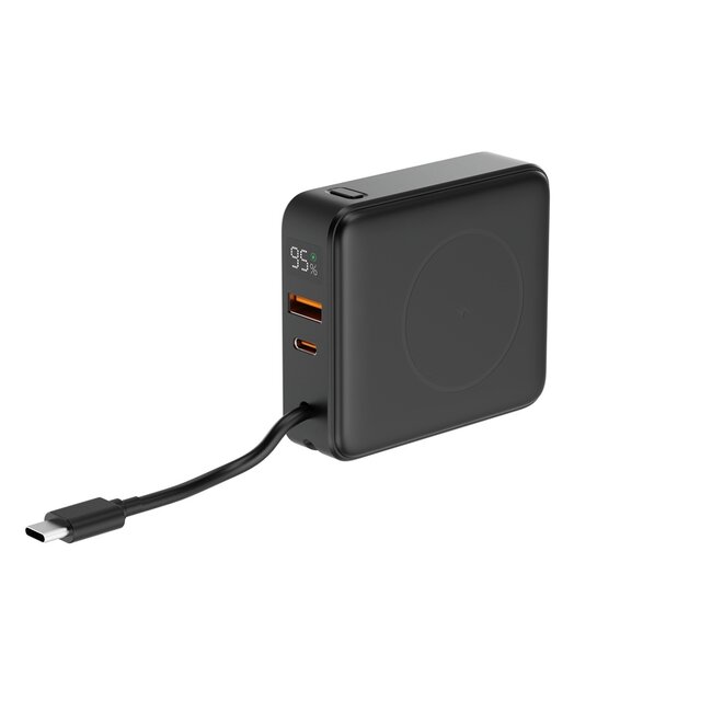 20 W Fast charging power bank with wireless charger, 10000 mAh, black