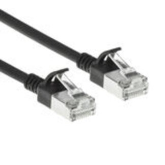ACT ACT Zwarte 10 meter LSZH S/FTP CAT6A slimline patchkabel snagless met RJ45 connectoren