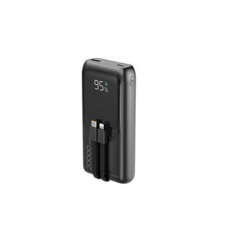 Gembird 20 W powerbank met snellaadfunctie en geÃ¯ntegreerde kabels, 20000 mAh, zwart