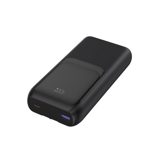 20 W powerbank met snellaadfunctie en geÃ¯ntegreerde kabels, 20000 mAh, zwart