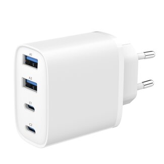 Gembird 4-poorts 40 W GaN USB PowerDelivery snellader, wit