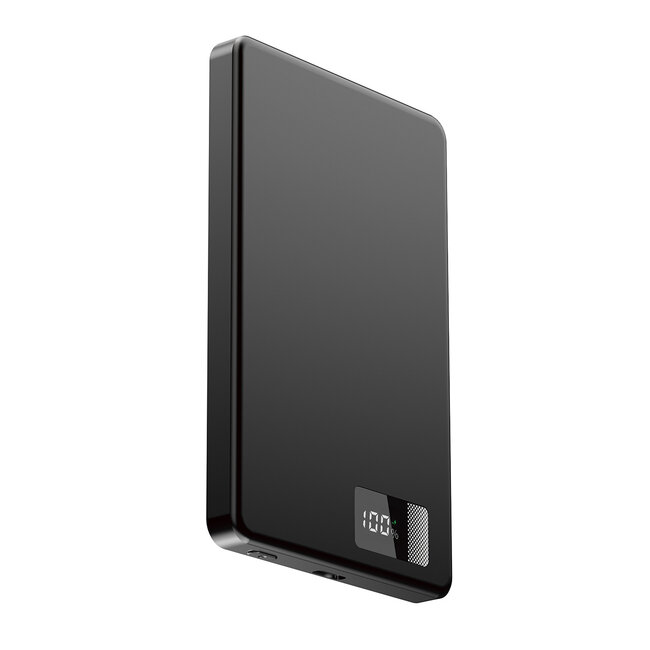 15 W Magnetic wireless powerbank with LCD, 5000 mAh, black
