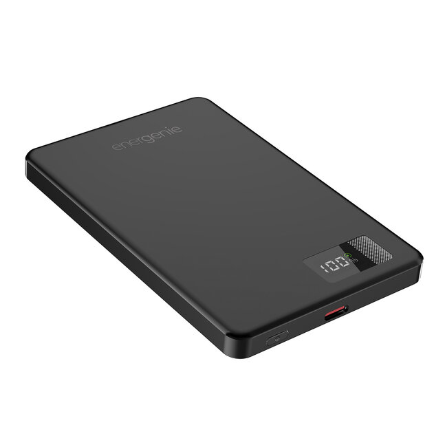 15 W Magnetic wireless powerbank with LCD, 5000 mAh, black