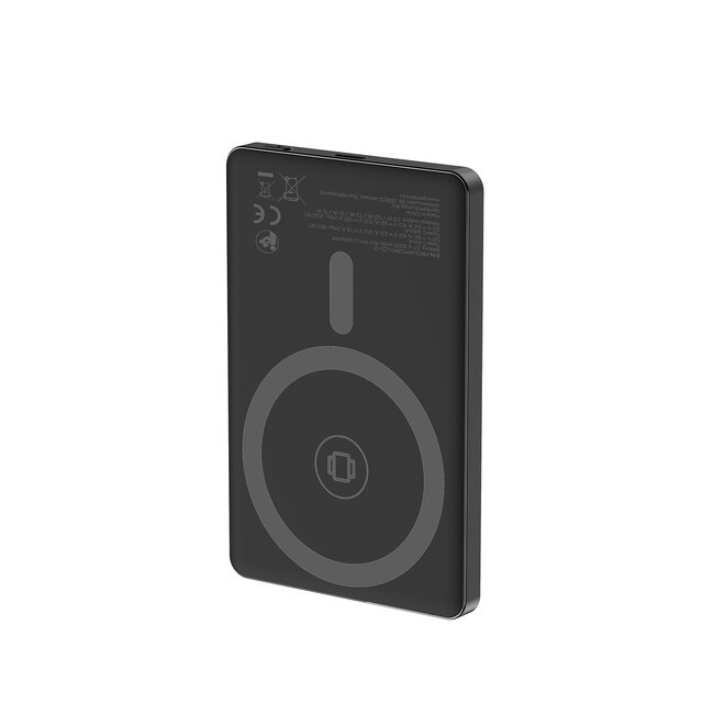 15 W Magnetic wireless powerbank with LCD, 5000 mAh, black