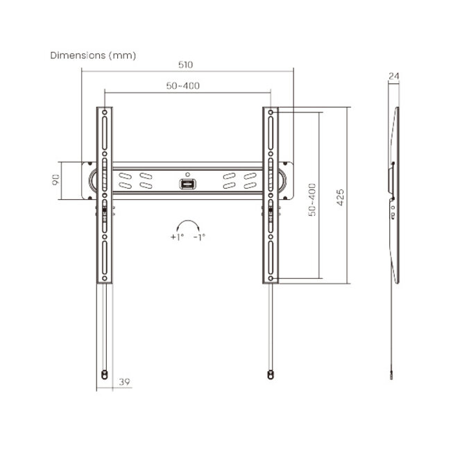 Muursteun vlak 32 - 65''